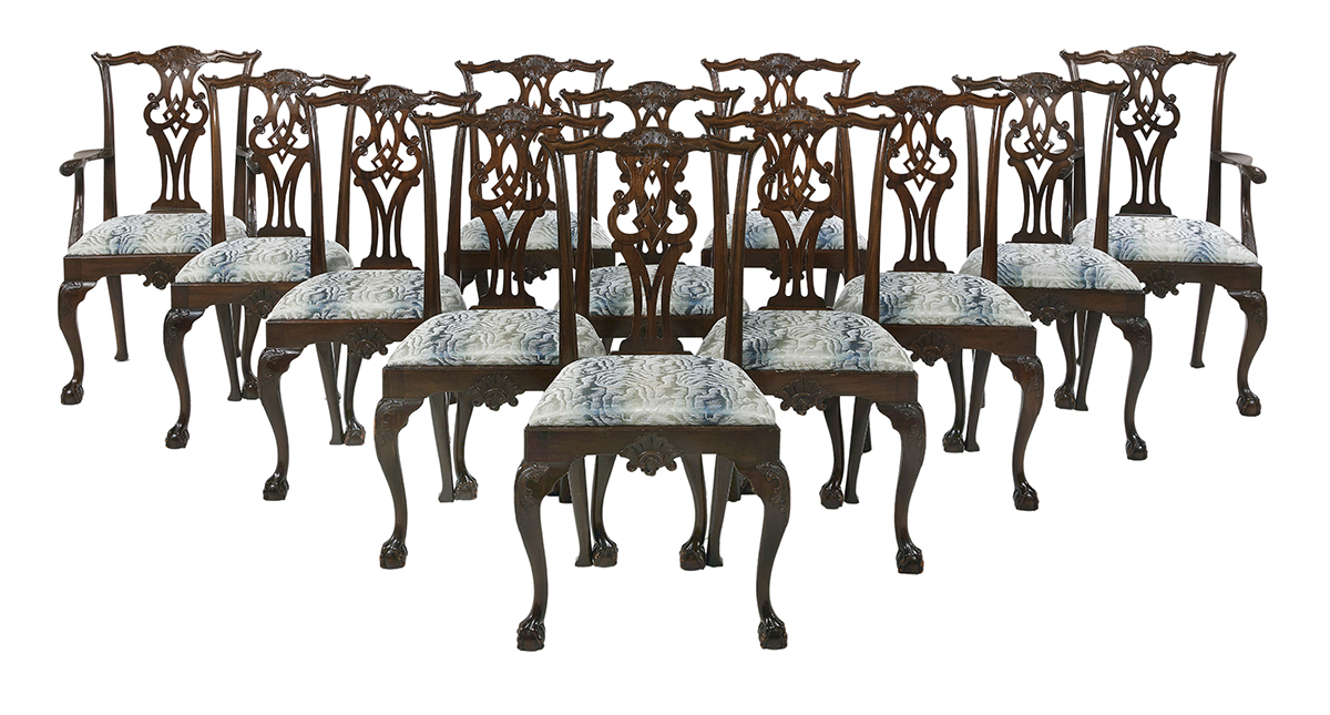 Twelve George III-Style Mahogany Dining Chairs