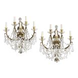 Pair of French Gilt-Bronze and Crystal Sconces
