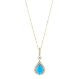 Turquoise and Diamond Pendant with Chain