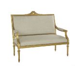 Louis XVI-Style Giltwood Settee