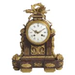 French Gilt-Bronze and Marble Mantel Clock