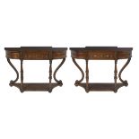 Pair of Regency-Style Rosewood Console Tables