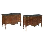 Pair of Louis XV/XVI-Style Marble-Top Commodes