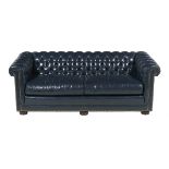 Edwardian-Style Leather Chesterfield Settee