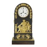 French Bronze Dore et Patine Casket-Form Clock