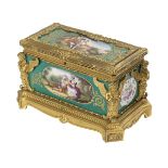 French Gilt-Bronze and Porcelain Jewel Casket