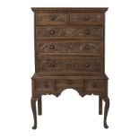 English Oak Highboy in the Queen Anne Style