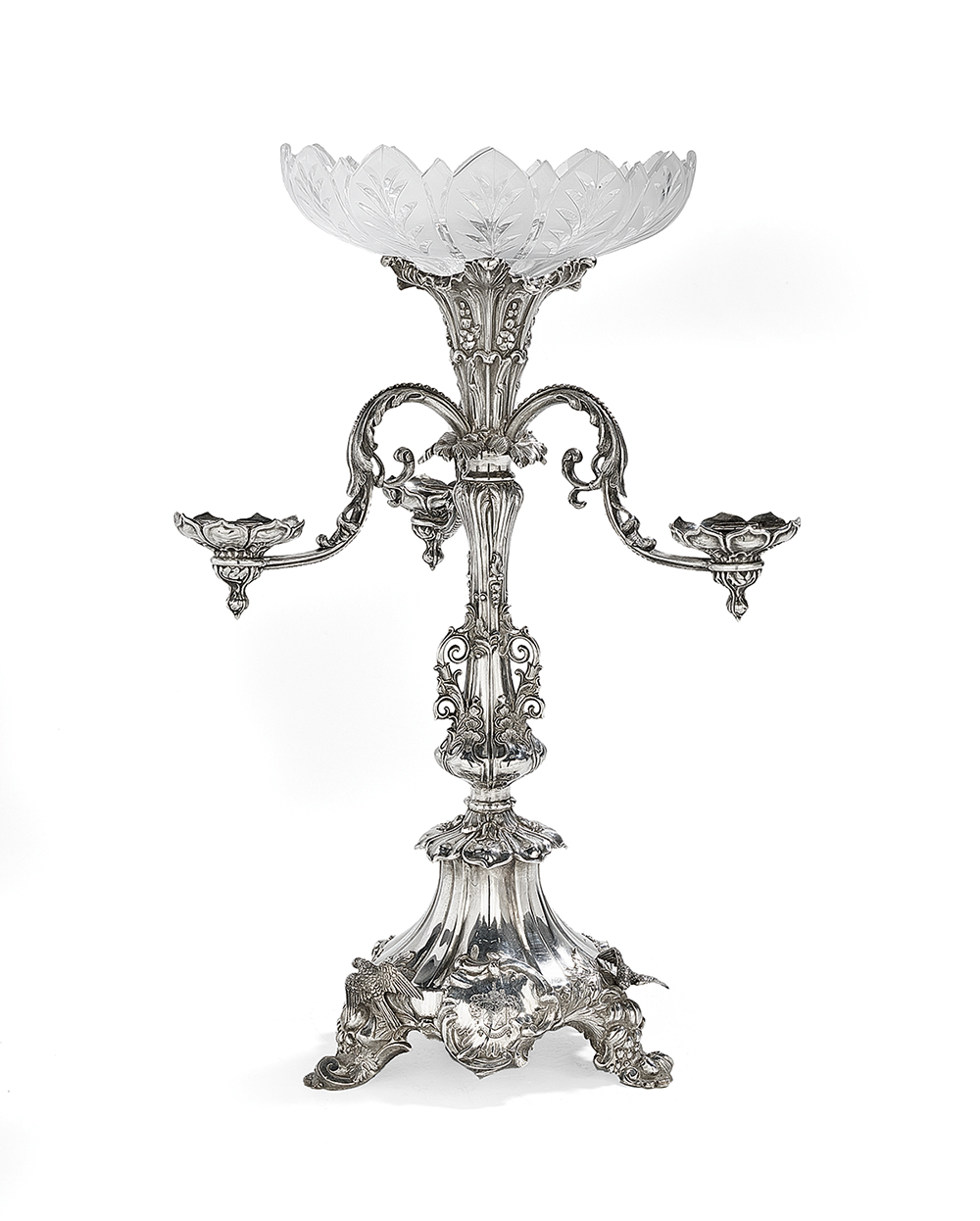 Victorian Silverplate and Glass Centerpiece