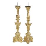 Pair of Continental Carved Giltwood Altar Sticks