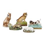 Five Jacob Petit Porcelain Animalier Figures
