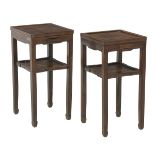 Associated Pair of Chinese Hardwood Side Tables