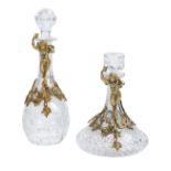 Two French Bronze-Mounted Crystal Wine Decanters