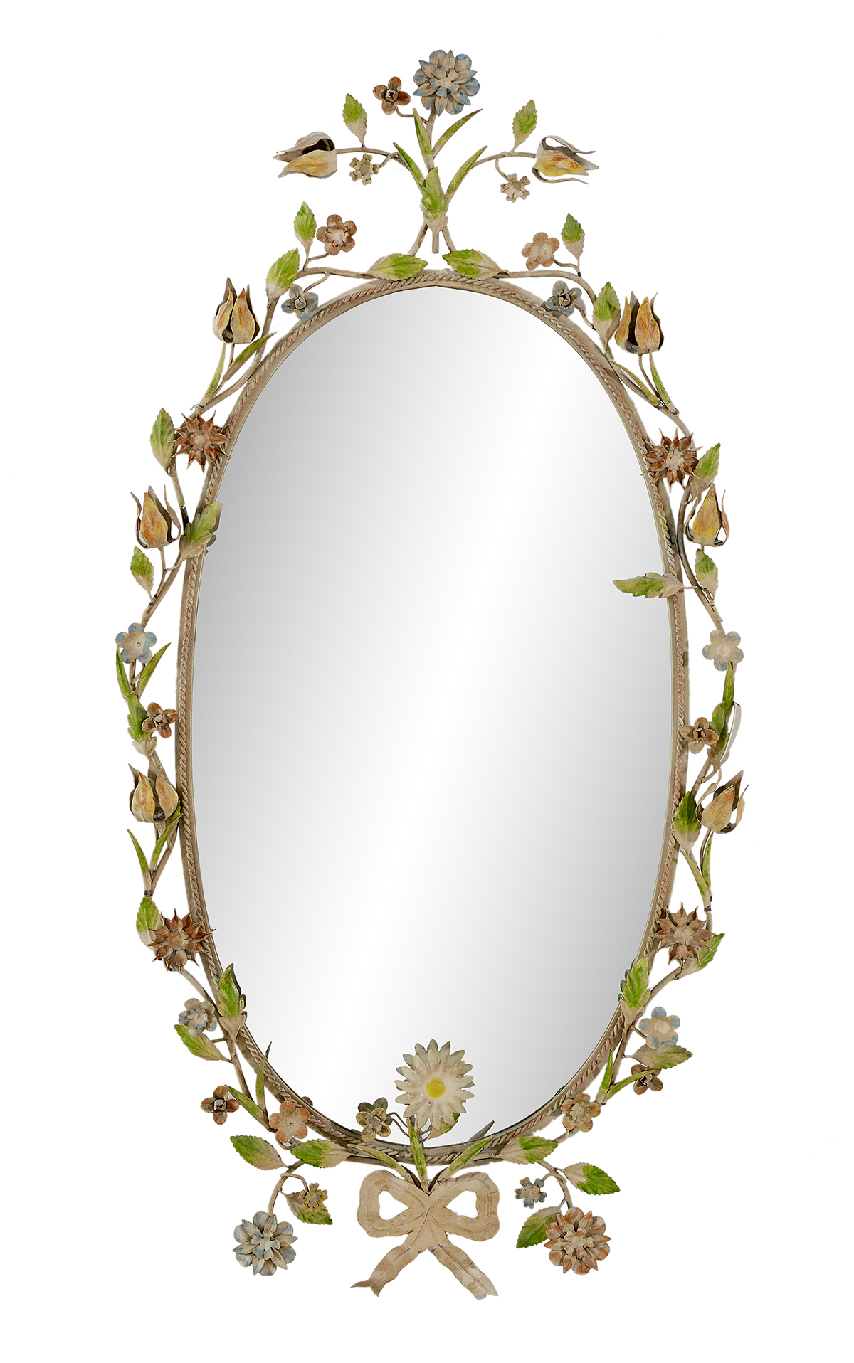 Continental Enameled Metal Oval Mirror