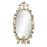 Continental Enameled Metal Oval Mirror