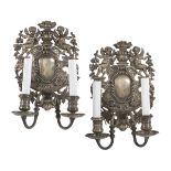 Pair of English Baroque-Style Silverplate Sconces