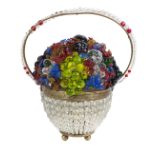 Czech Glass "Basket of Fruits and Flowers" Lamp