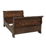 Dutch Mahogany and Marquetry Sleigh Bed
