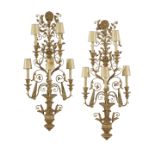 Pair of Italian Painted Metal and Wood Sconces