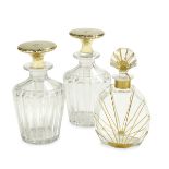 Three Crystal and Gold Perfume Bottles