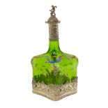 Sterling Silver-Mounted Enameled Glass Decanter