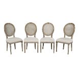 Suite of Four Louis XVI-Style Oak Dining Chairs