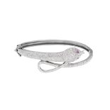 Diamond and Ruby Snake Bracelet