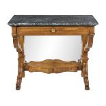 Louis-Philippe Walnut and Marble-Top Pier Table