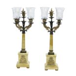 French Marble & Bronze Five-Light Candelabra