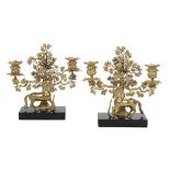 Pair of Regency Gilt-Bronze and Marble Candelabra