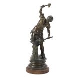 French Patinated Metal Sculpture of a Blacksmith