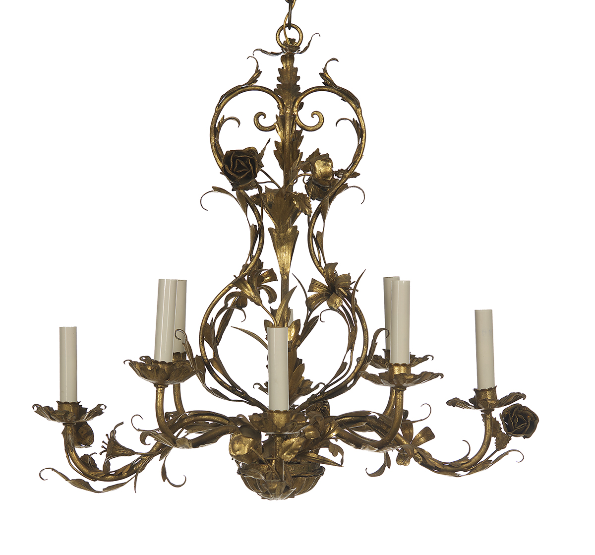 French Gilt-Metal Eight-Light Chandelier