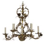 French Gilt-Metal Eight-Light Chandelier