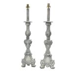 Pair of Louis XIV-Style Wooden Candlesticks