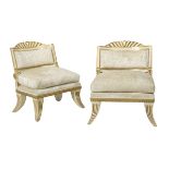 Pair of Neoclassical-Style Parcel-Gilt Chairs