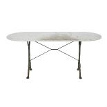 French Cast Iron and Marble-Top Bistro Table