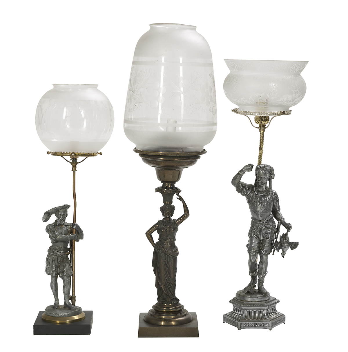 Three American Metal Figural Table Lamps
