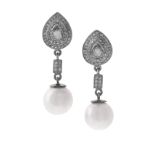 Pair of Pearl and Diamond Earrings