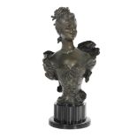 French Art Nouveau Patinated Bronze Bust
