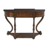 Regency-Style Brass-Inlaid Rosewood Console Table