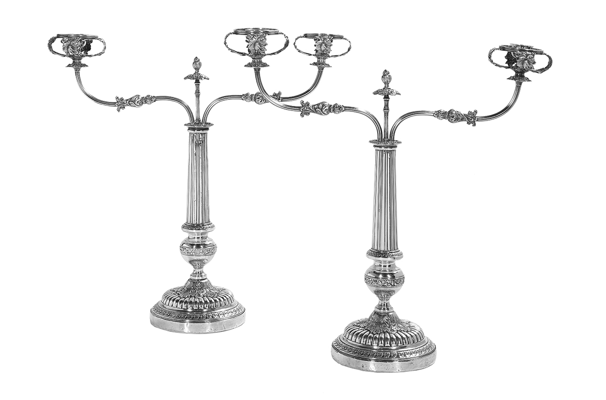 Pair of Louis-Philippe Silverplate Candelabra