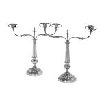 Pair of Louis-Philippe Silverplate Candelabra
