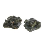 Two Carved Labradorite Frogs