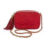 Chanel Small Red Satin and Kidskin Camera Bag