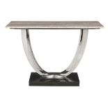 Art Deco-Style Chrome & Marble-Top Console Table