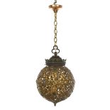 Pressed Brass "Jeweled" Hall Lantern