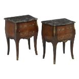 Pair of Louis XV-Style Marble-Top Petite Commodes