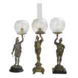Three Metal Figural Gas Table Lamps