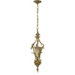 French Gilt-Bronze and Glass Pendant Hall Light