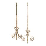 Pair of Brass and Cast Iron Floor Lamp Standards