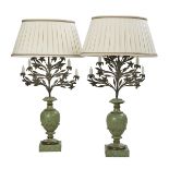 Pair of Metal and Painted Wooden Candelabra